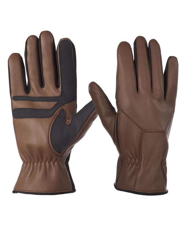 Isotoner Signature Mens Water Repellent Genuine Leather Touchscreen Stretch Gloves Product Image