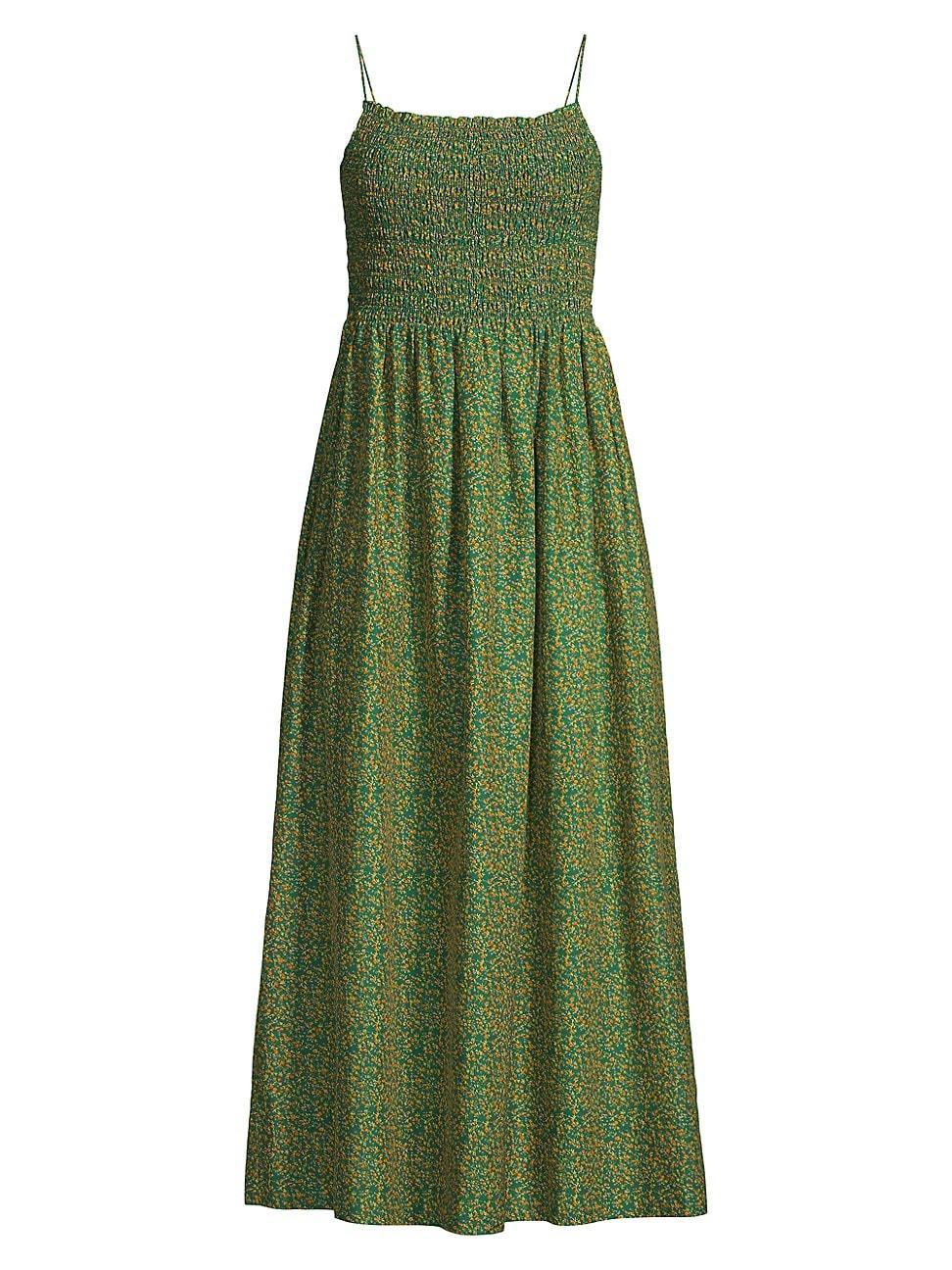 Womens Carmen Smocked Cotton & Silk Midi-Dress Product Image