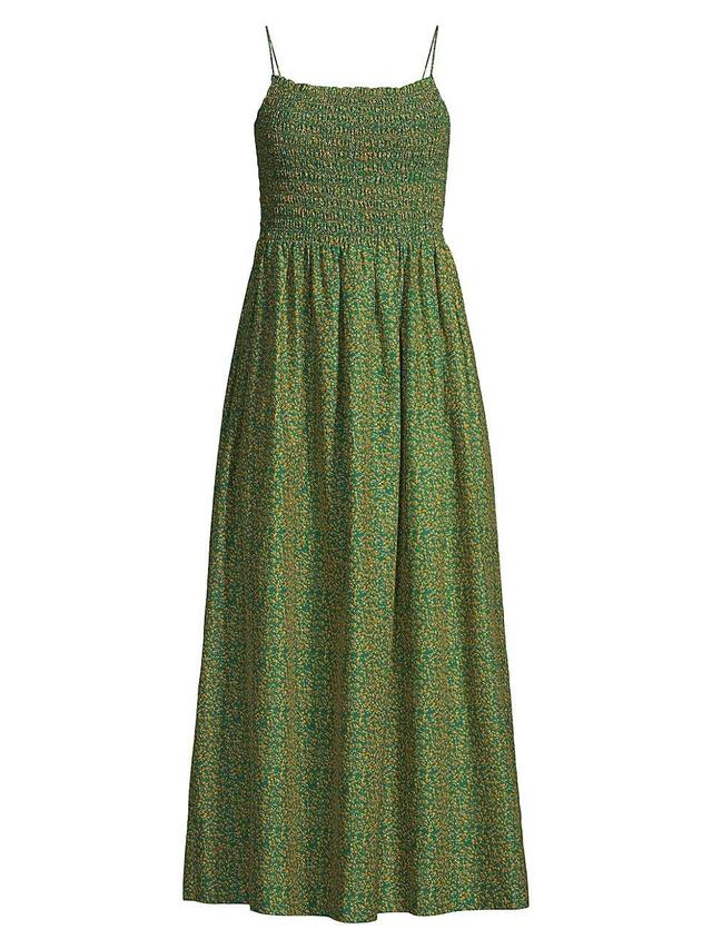 Womens Carmen Smocked Cotton & Silk Midi-Dress Product Image