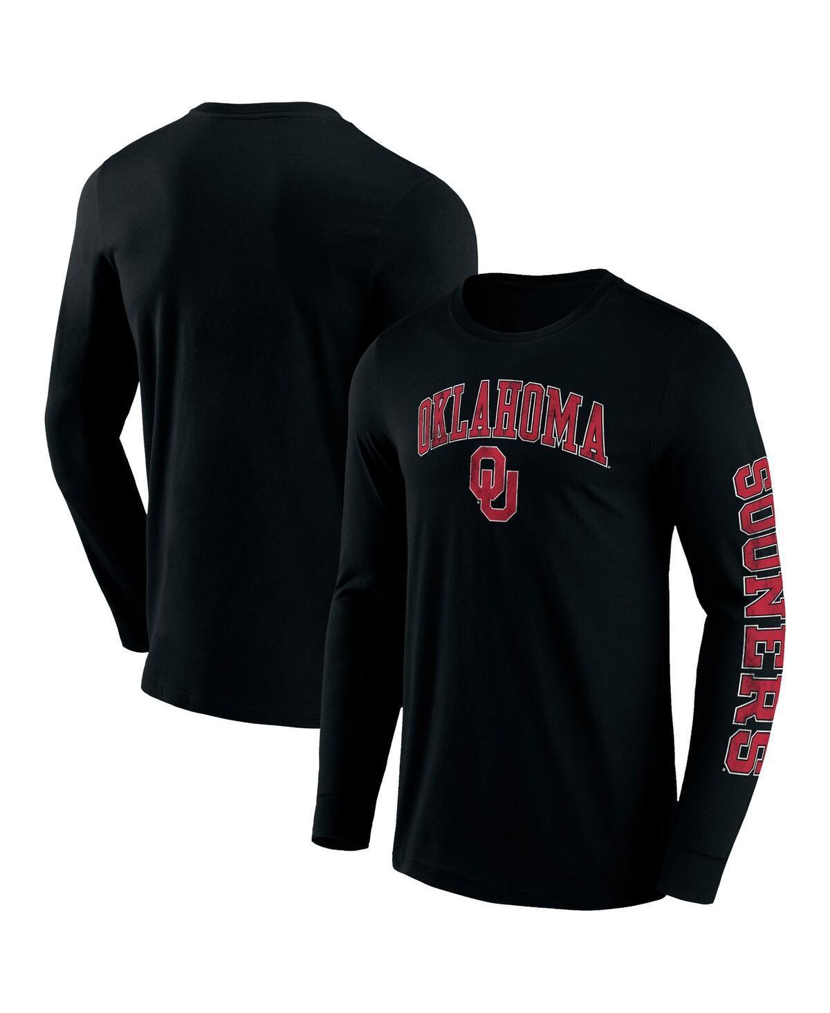 Mens Fanatics Black Oklahoma Sooners Distressed Arch Over Logo 2.0 Long Sleeve T-shirt Product Image