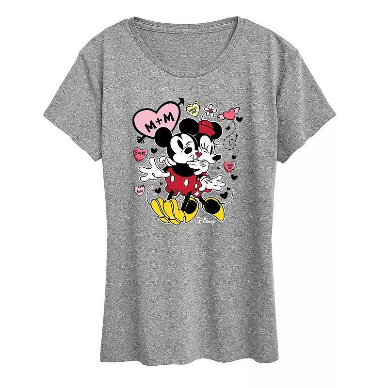 Disneys Mickey & Minnie Mouse Womens Heart Graphic Tee Product Image