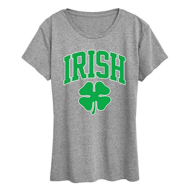 Womens Irish Collegiate Graphic Tee Grey Gray Product Image