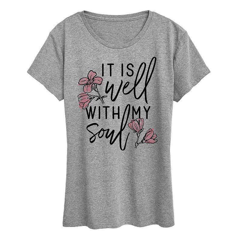 Womens It Is Well With Me Soul Graphic Tee, Girls Grey Gray Product Image