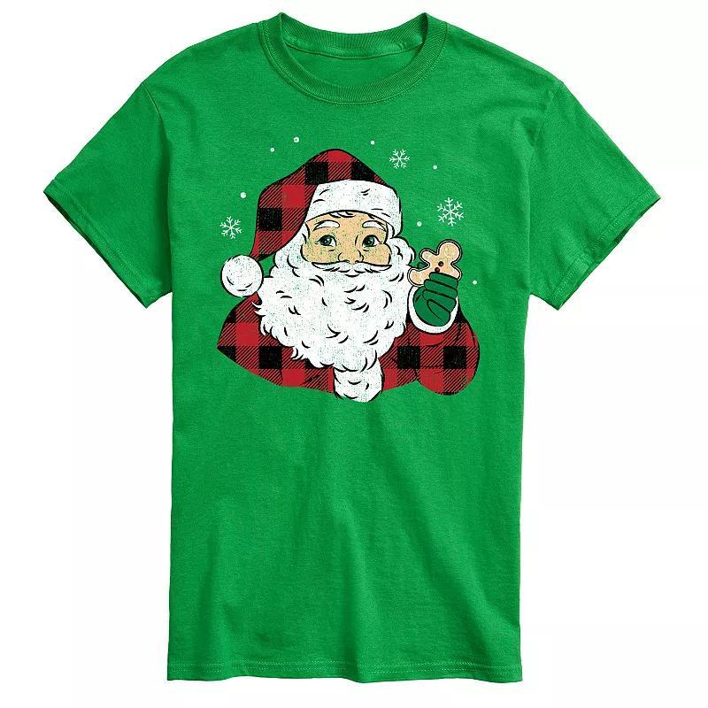 Mens Vintage Santa Plaid Cookie Graphic Tee Product Image