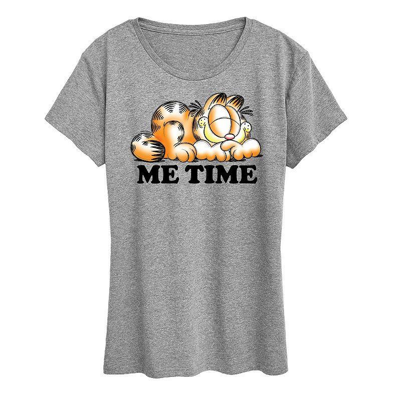 Womens Garfield Me Time Sketch Graphic Tee, Girls Grey Green Product Image