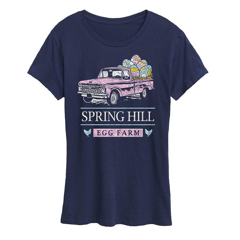 Womens Spring Hill Egg Farm Truck Graphic Tee Blue Product Image