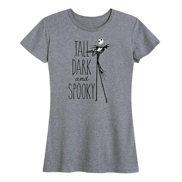 Disneys The Nightmare Before Christmas Womens Tall Dark And Spooky Graphic Tee Grey Gray Product Image