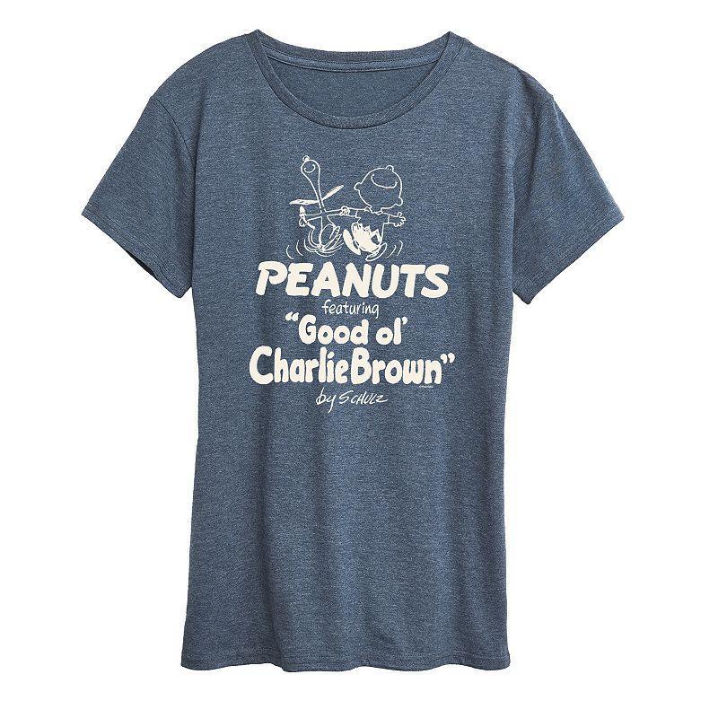 Women's Peanuts Good Ol Charlie Brown Graphic Tee, Girl's, Size: XXL, Blue Product Image