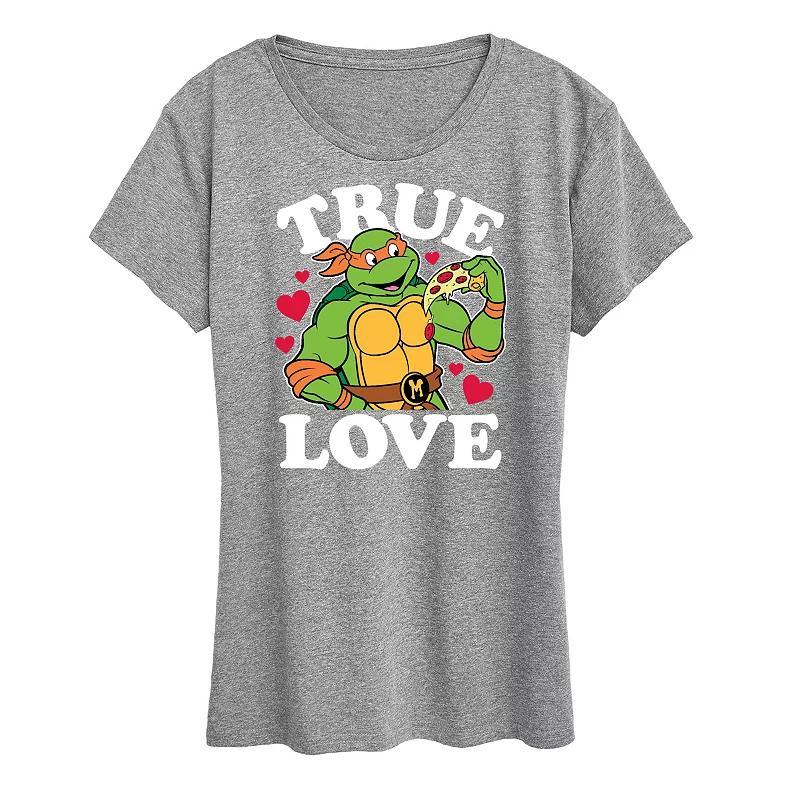 Womens Teenage Mutant Ninja Turtles True Love Graphic Tee Grey Gray Product Image