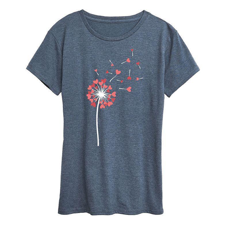 Womens Dandelion Hearts Graphic Tee Dark Grey Product Image