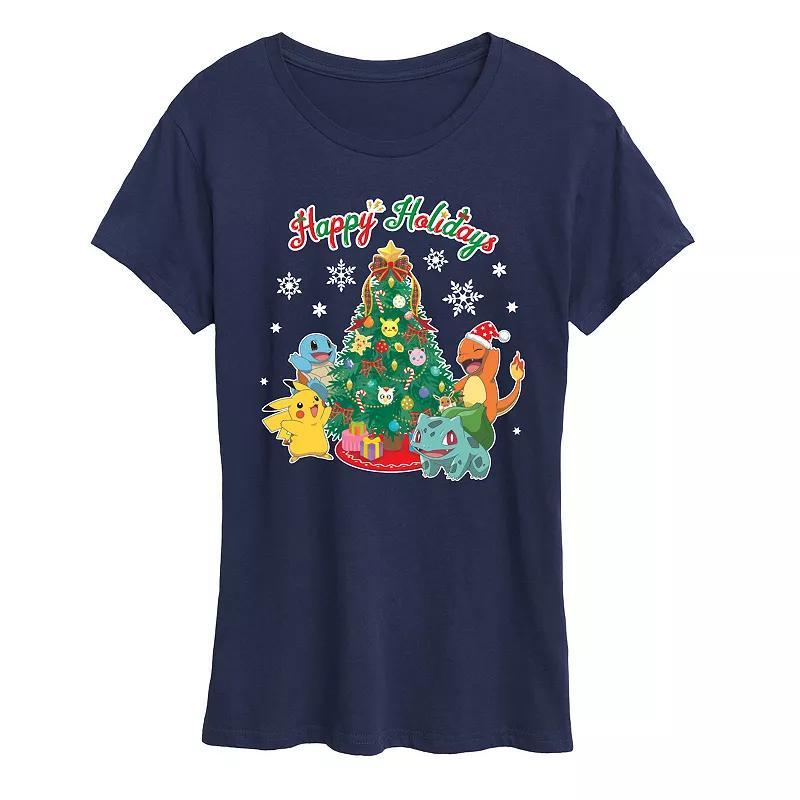 Missy Pokemon Christmas Celebration Graphic Tee, Womens Product Image