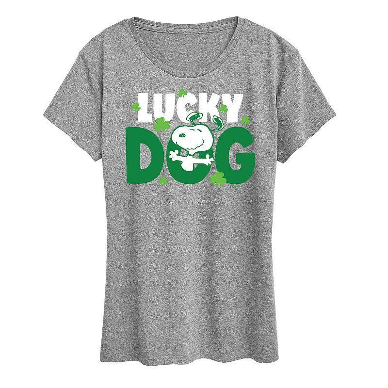 Womens Peanuts Snoopy Lucky Dog Graphic Tee Product Image