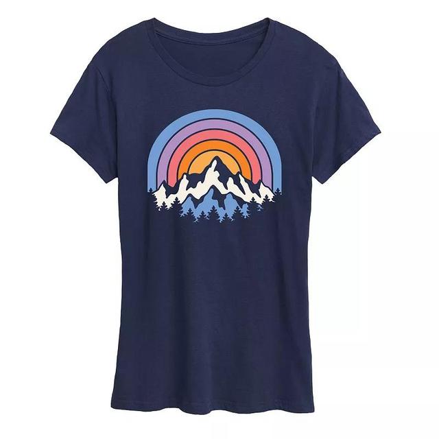 Womens Sunset Mountains Graphic Tee Blue Product Image