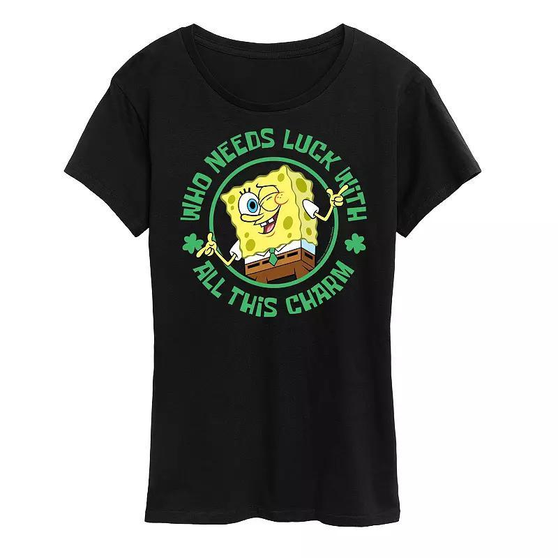 Womens SpongeBob SquarePants Who Needs Luck Graphic Tee Product Image