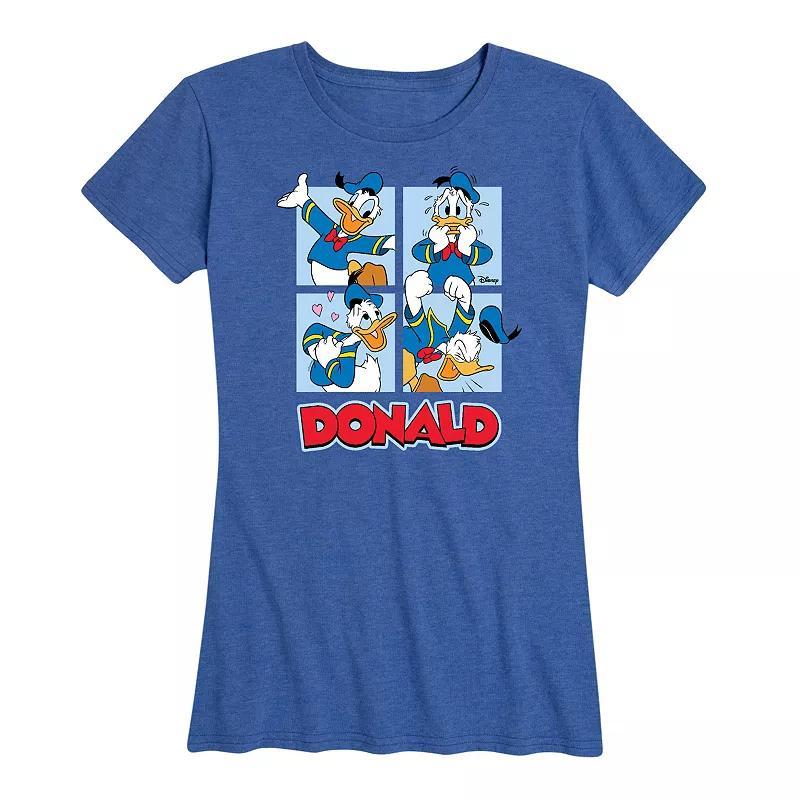 Disneys Donald Duck Womens Grid Graphic Tee Grey Gray Product Image