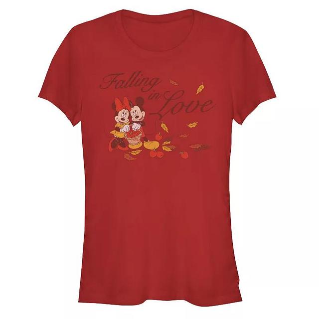 Disneys Mickey Mouse Juniors Falling in Love Harvest Graphic Tee, Womens Product Image