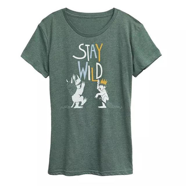 Womens Where The Wild Things Are Stay Wild Graphic Tee Blue Product Image