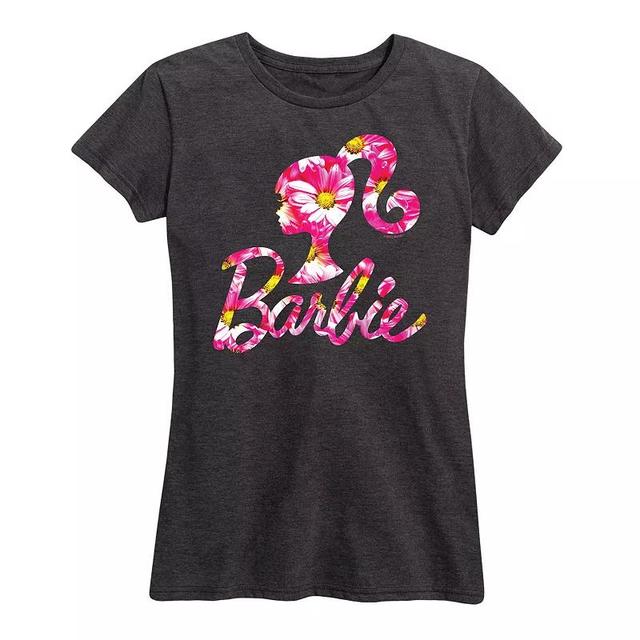 Womens Barbie Logo Pink Daisy Pattern Graphic Tee Blue Product Image