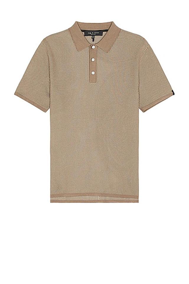 RAG & BONE Harvey Knit Polo In Taupe Product Image