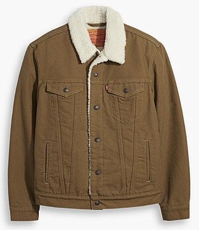 Men's Regular Fit Sherpa Canvas Trucker Jacket Product Image