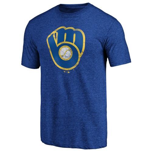 Fanatics Mens Milwaukee Brewers Fanatics Brewers Weathered Official Logo T-Shirt - Mens Product Image