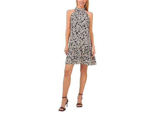 CeCe Womens Floral Print Halter Neck Sleeveless Shift Dress Product Image