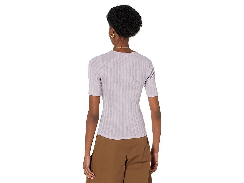 Vince Ribbed Elbow Sleeve Crew Tee (Violetta) Women's Clothing Product Image