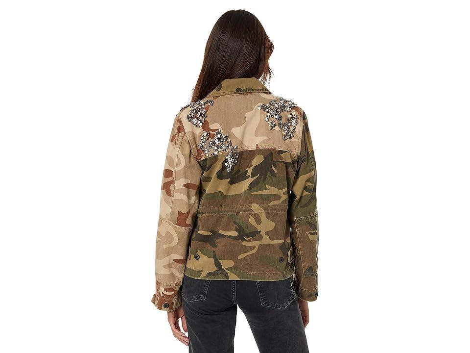 AllSaints Finch Embroidered Jacket (Camo Green) Women's Clothing Product Image