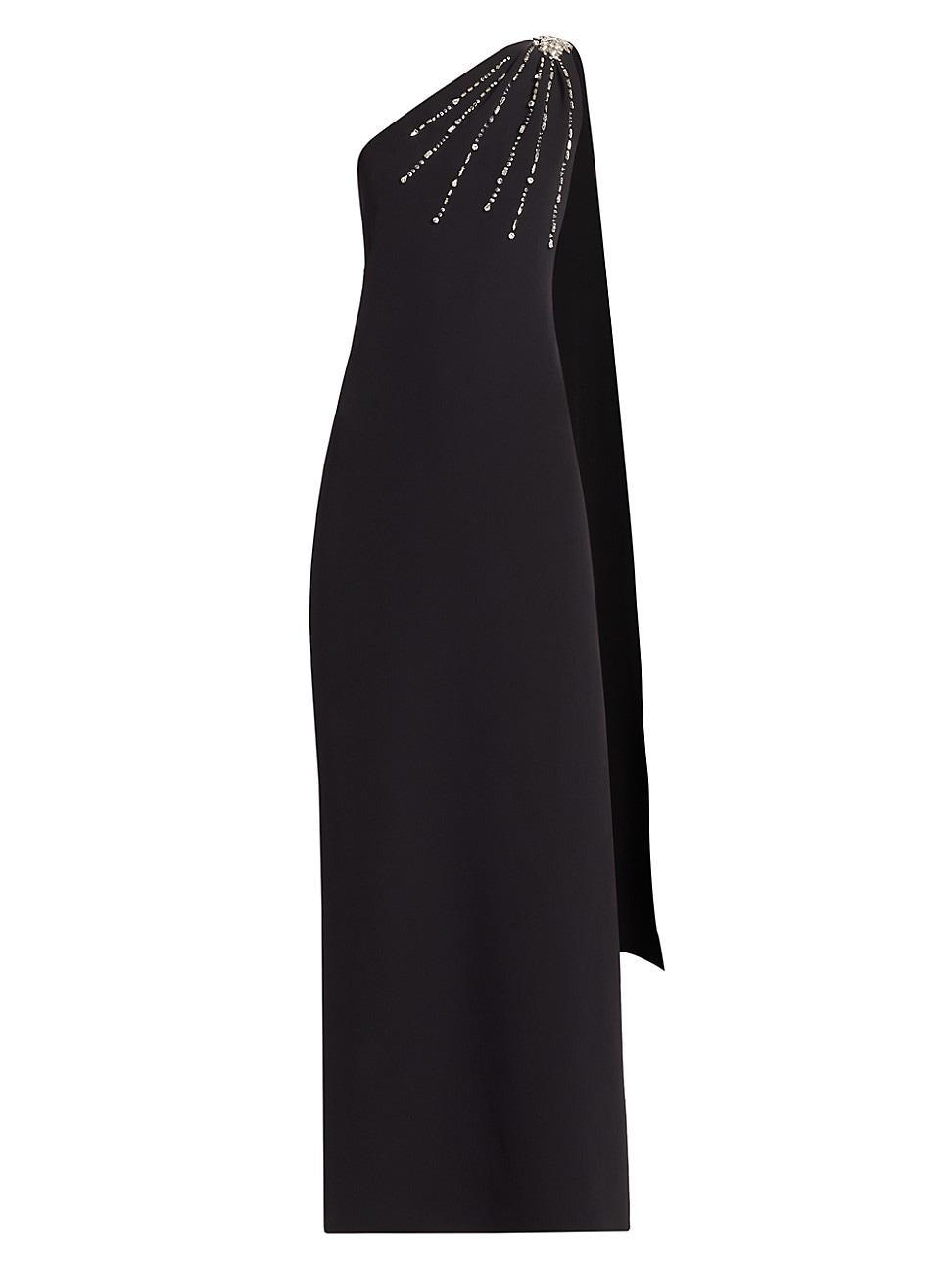 Sachin & Babi Leslie Beaded Drape One-Shoulder Crepe Gown Product Image