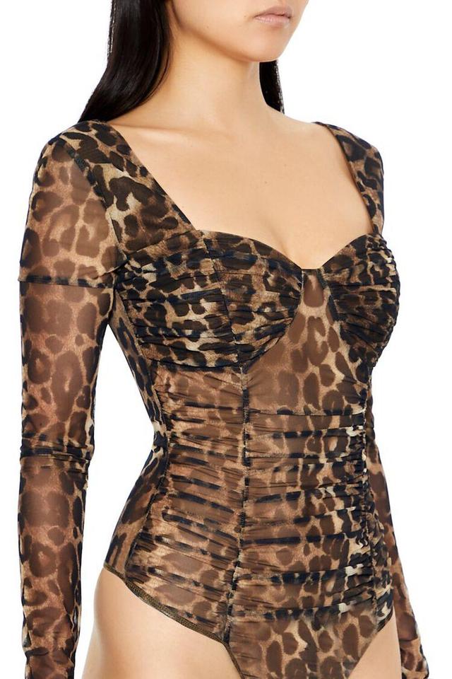 Leopard Print Mesh Bodysuit | Forever 21 Product Image