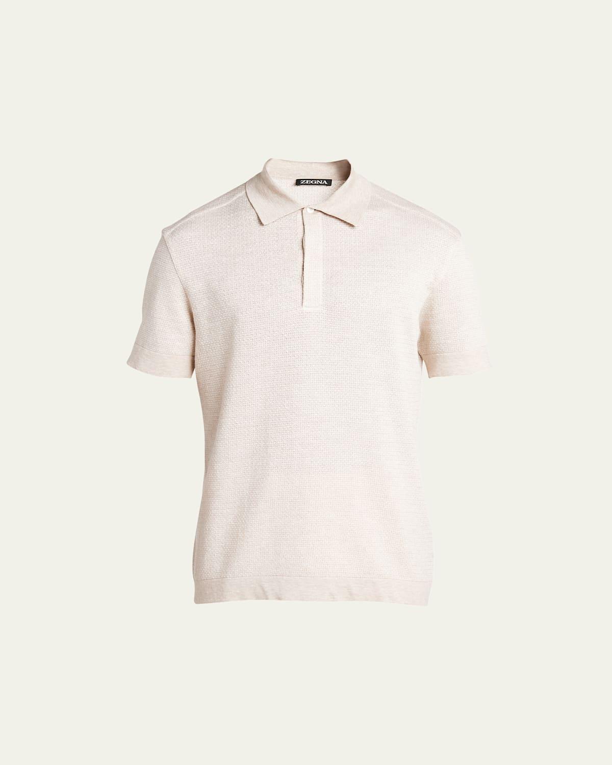 Mens Cotton-Linen Jacquard Polo Shirt Product Image