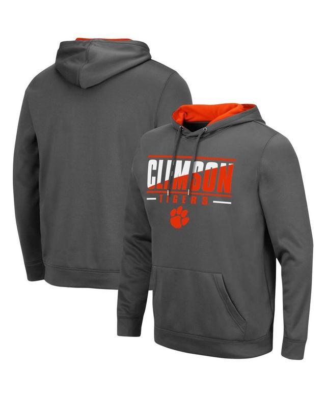 Mens Colosseum White Clemson Tigers Slash Stack 2.0 Pullover Hoodie Product Image