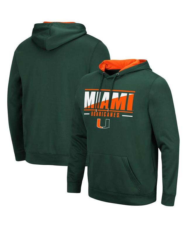 Mens Colosseum Green Miami Hurricanes Slash Stack 2.0 Pullover Hoodie Product Image