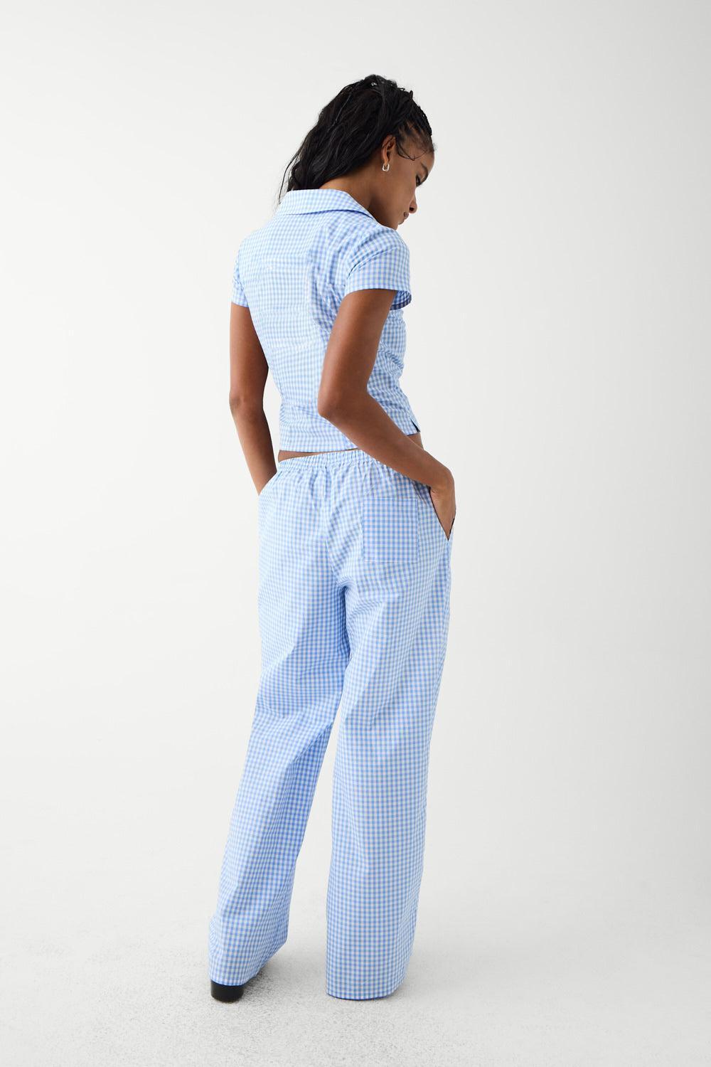 Raleigh Cotton Pant - Cloud Gingham Product Image