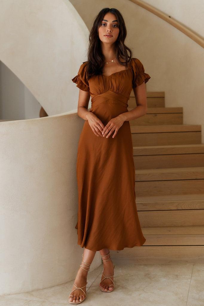 Sumatra Midi Dress Brown Product Image