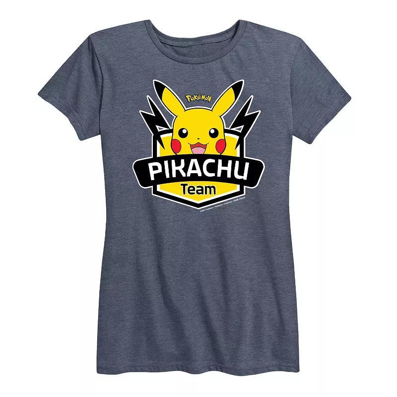 Plus Pokemon Team Pikachu Graphic Tee, Womens Grey Blue Product Image