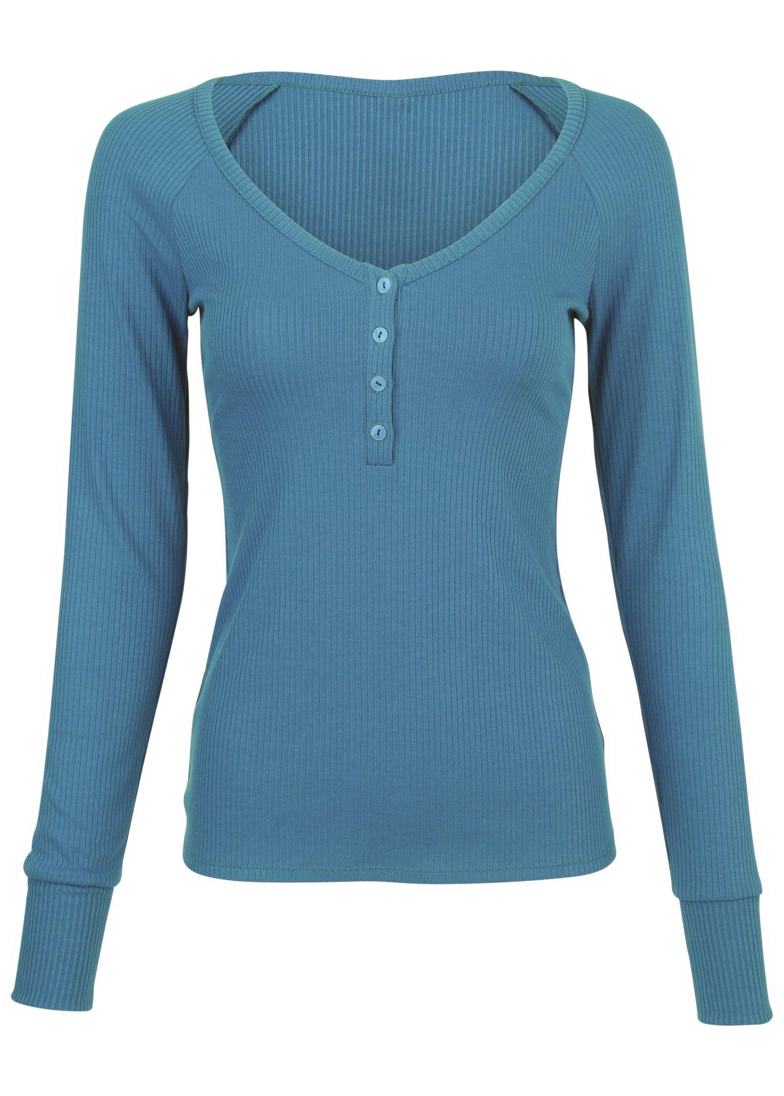 Long Sleeve Henley Tee - Niagara Product Image