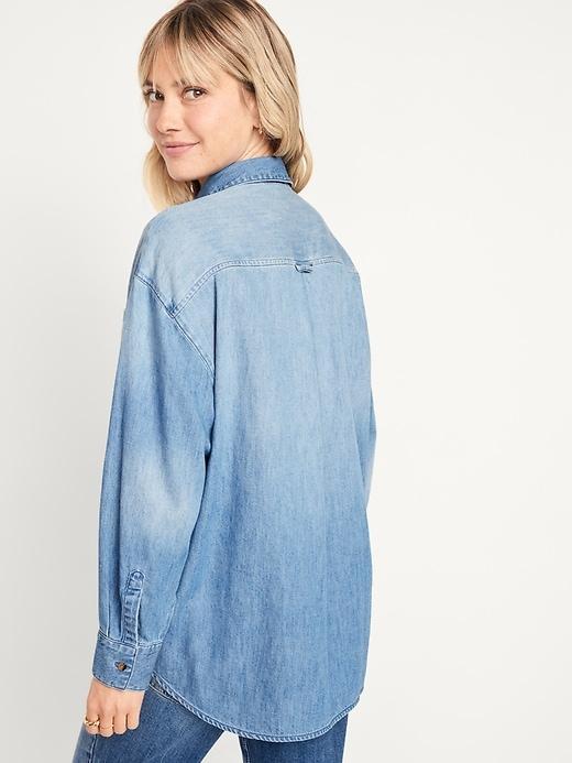 Oversized Button-Down Boyfriend Shirt Product Image