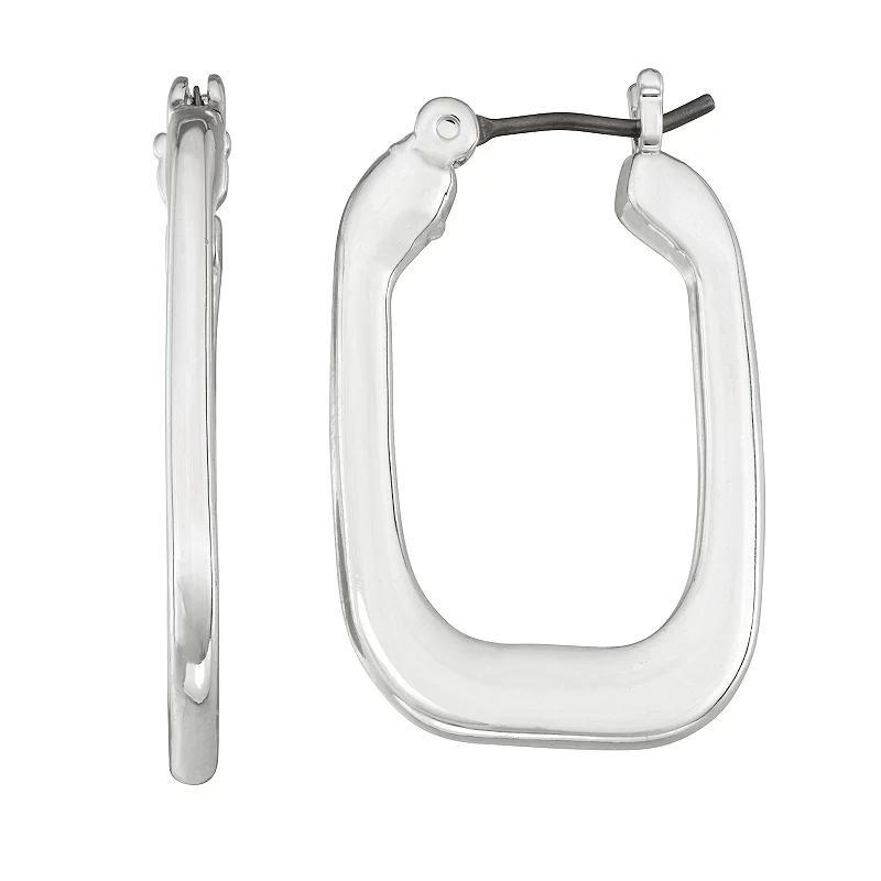 Nine West Wide Flat Square Hoop Earrings, Womens, Silver Product Image