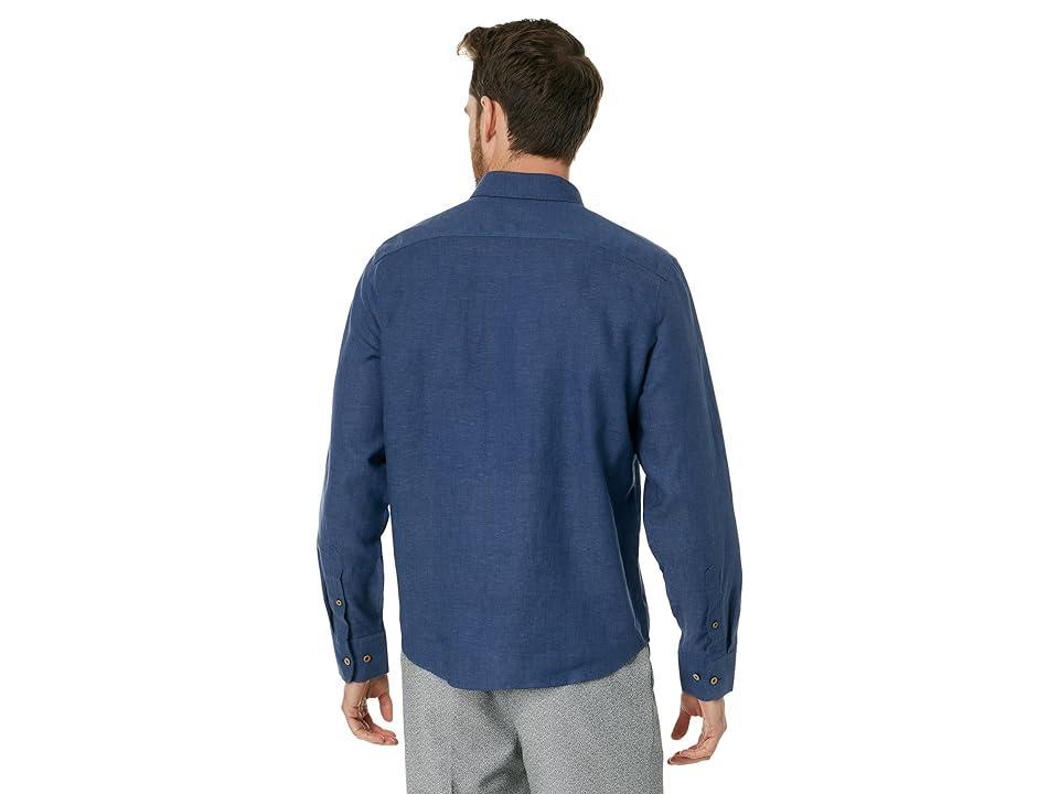 UNTUCKit Wrinkle-Resistant Linen Vin Santo Shirt (Navy) Men's Clothing Product Image