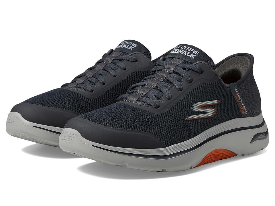 SKECHERS Performance Hands Free Slip-Ins Go Walk Arch Fit 2.0 - Simplicity 2 (Charcoal/Orange) Men's Walking Shoes Product Image