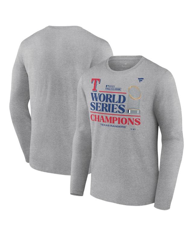 Mens Fanatics Heather Gray Texas Rangers 2023 World Series Champions Locker Room Long Sleeve T-shirt Product Image