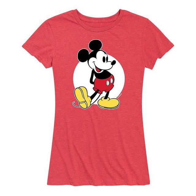 Disneys Mickey Mouse Womens Classic Graphic Tee Grey Red Product Image