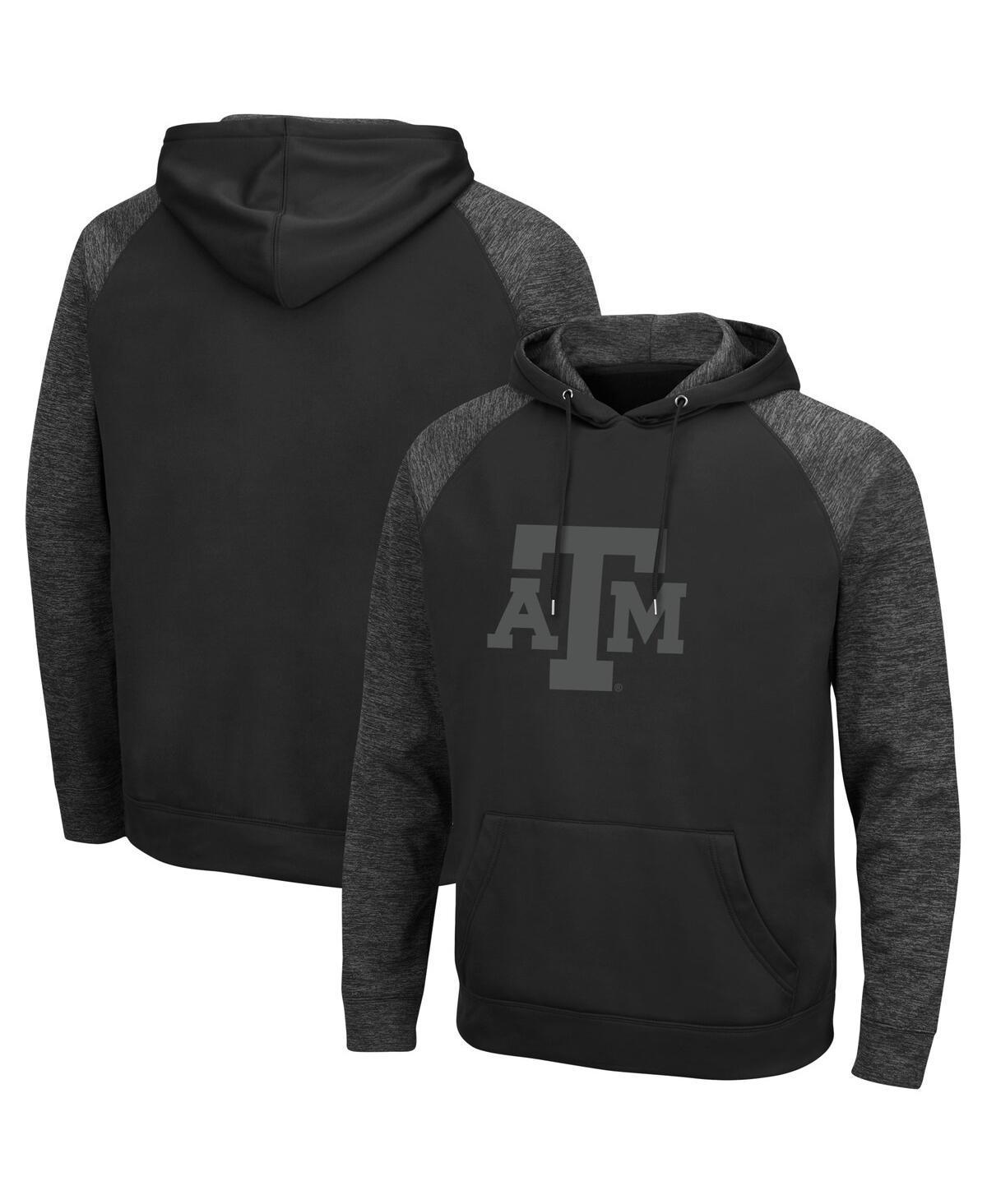 Mens Colosseum Black Arizona State Sun Devils Blackout 3.0 Tonal Raglan Pullover Hoodie Product Image