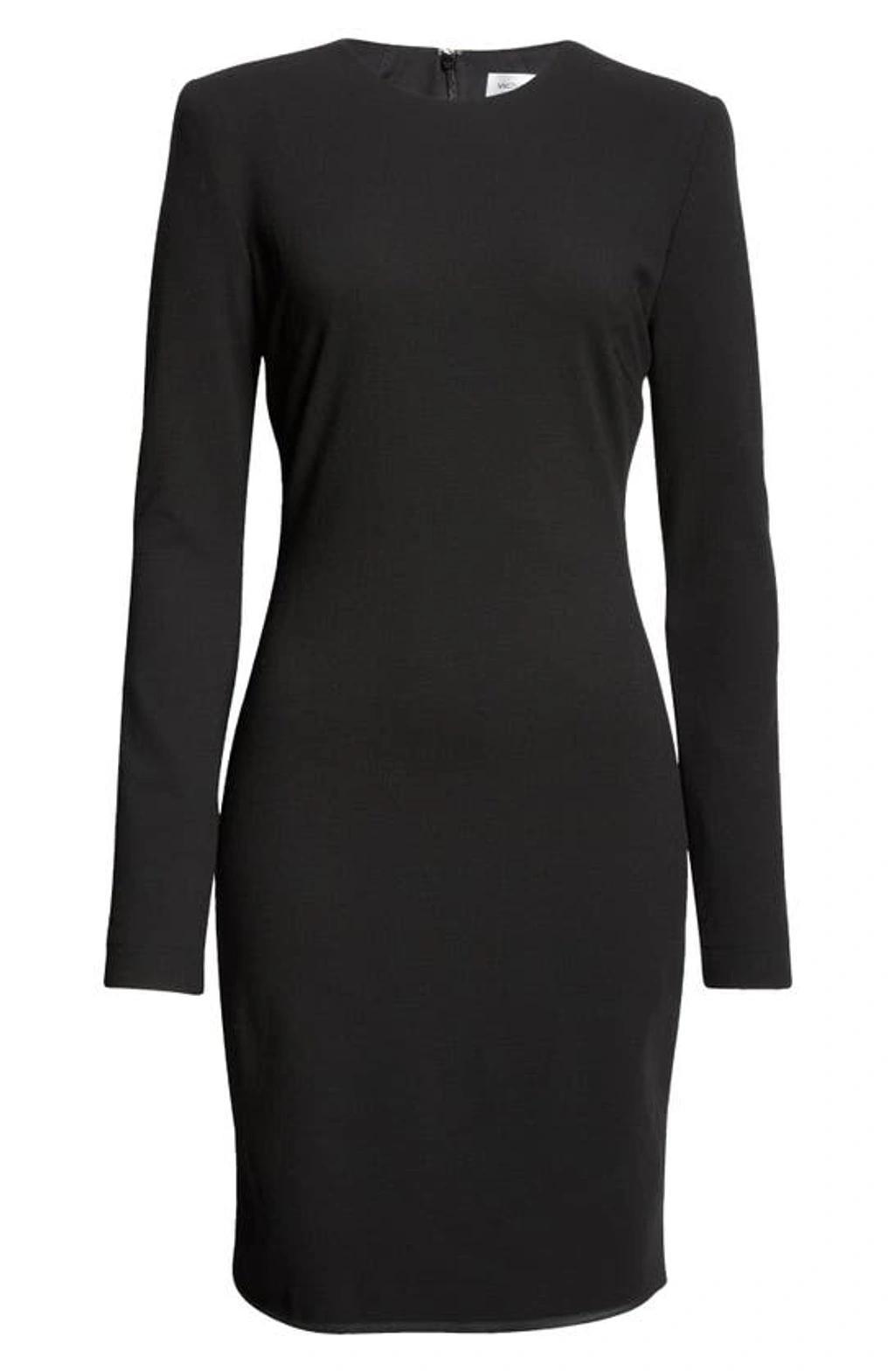 Fitted Mini Dress With Shoulder Pads In Black Product Image