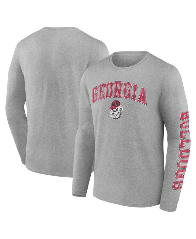 Mens Fanatics Branded Heather Gray Georgia Bulldogs Distressed Arch Over Logo Long Sleeve T-Shirt Product Image