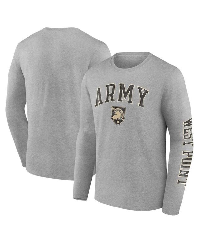 Mens Fanatics Heather Gray Army Black Knights Distressed Arch Over Logo Long Sleeve T-shirt Product Image