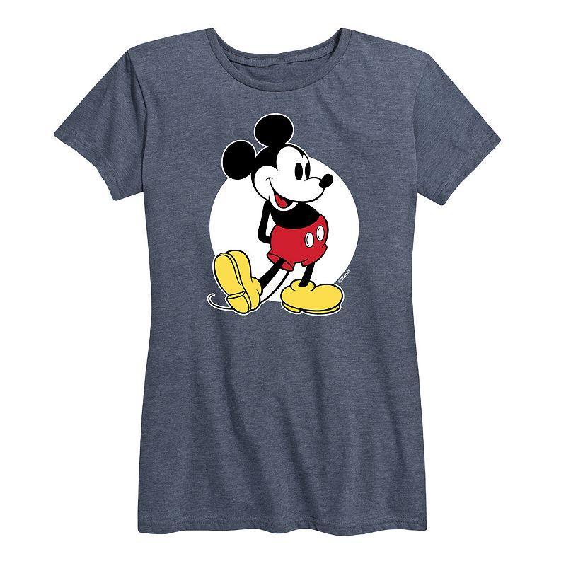 Disneys Mickey Mouse Womens Classic Graphic Tee Grey Blue Product Image