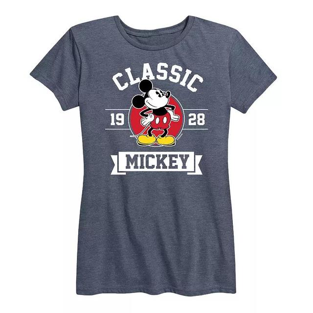 Disneys Mickey Mouse Womens Classic 1928 Graphic Tee Grey Royal Blue Product Image