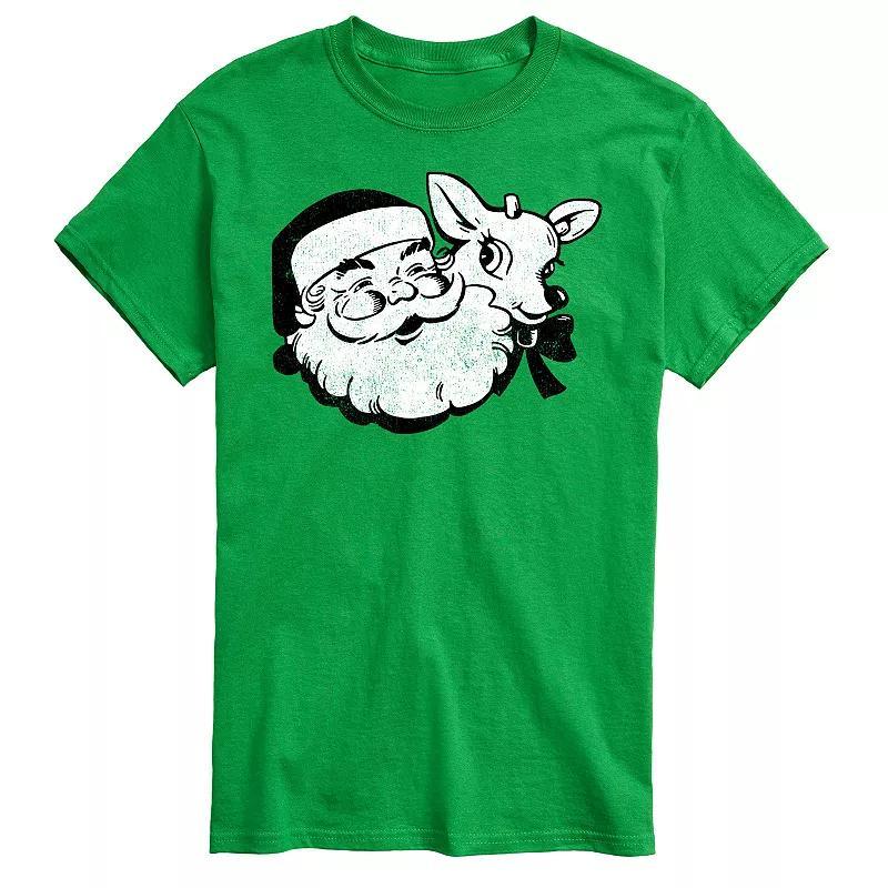 Big & Tall Santa and Reindeer Graphic Tee, Mens Product Image